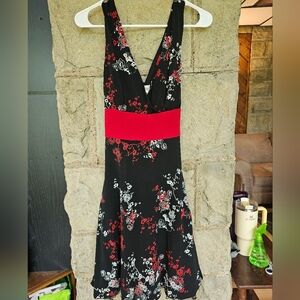 Speechless Black Dress with Red Floral Pattern